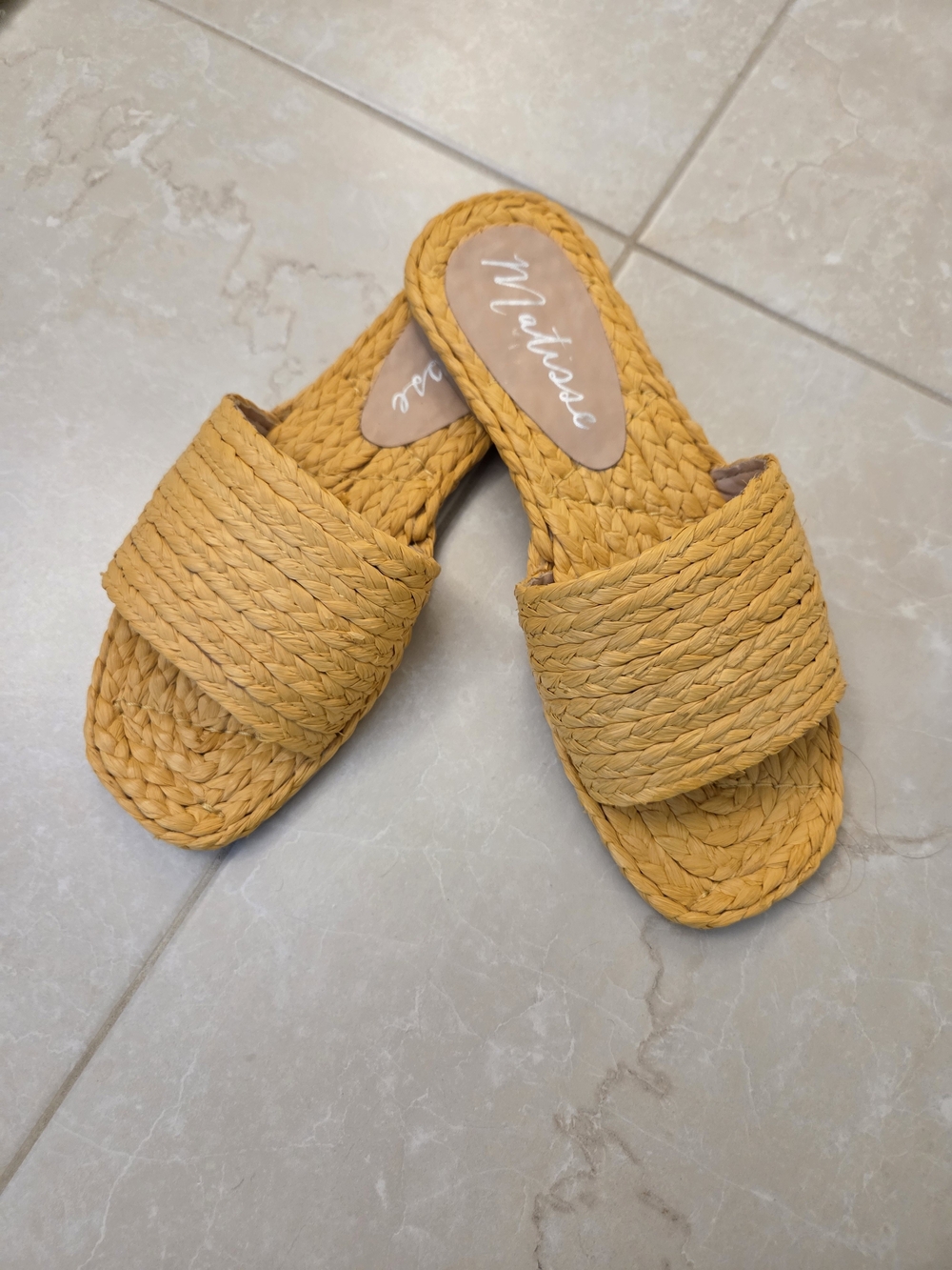 Matisse Braided Slide Sandals in Mustard Yellow